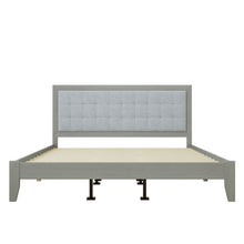 Load image into Gallery viewer, Mid Century Modern Platform Bed With Upholstered Headboard