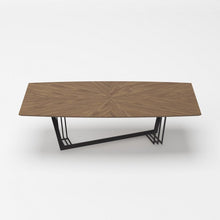 Load image into Gallery viewer, 107" Rectangular Geo Trestle Wood Dining Table - Brown / Black