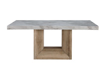 Load image into Gallery viewer, 70" Faux Marble And Wood Pedestal Base Dining Table - White
