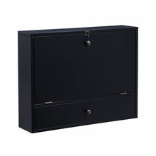 Load image into Gallery viewer, 26" Black Wood Wall Mounted Folding Floating Desk