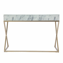 Load image into Gallery viewer, 45" White and Bronze Glass and Iron Sled With Two Drawers