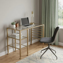 Load image into Gallery viewer, 43" Clear and Gold Glass Writing Desk