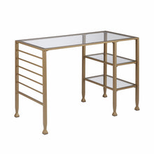 Load image into Gallery viewer, 43" Clear and Gold Glass Writing Desk