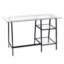 Load image into Gallery viewer, 46" Clear and Black Glass Writing Desk