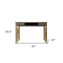 Load image into Gallery viewer, 45" Gray and Gold Wood Sled With Two Drawers