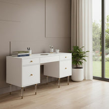 Load image into Gallery viewer, 55" White Writing Desk With Four Drawers
