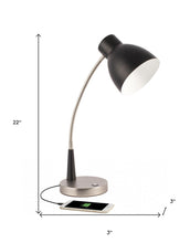 Load image into Gallery viewer, Black Matte and Silver LED Adjustable Desk Lamp