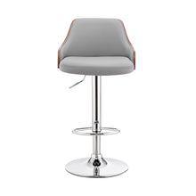 Load image into Gallery viewer, Faux Leather And Iron Adjustable Height Swivel Bar Chair - Gray And Silver
