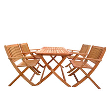 Load image into Gallery viewer, 5 Piece Patio Dining Set, 4 Folding Chairs & 1 Dining Table, Indoor And Outdoor Universal - Teak
