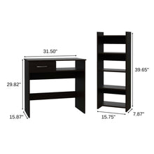 Load image into Gallery viewer, 32" Black Computer Desk Desk and Bookshelf Set
