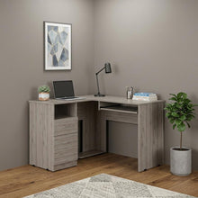 Load image into Gallery viewer, 47" Light Gray L Shape Computer Desk With Two Drawers