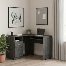 Load image into Gallery viewer, 47" Gray L Shape Computer Desk With Two Drawers