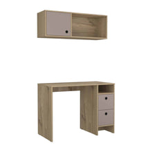 Load image into Gallery viewer, 39" Taupe Computer Desk With Two Cabinets Two Drawers