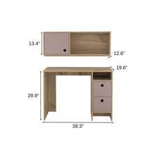 Load image into Gallery viewer, 39" Taupe Computer Desk With Two Cabinets Two Drawers