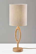 Load image into Gallery viewer, Solid Wood Round Table Lamp With Beige Drum Shade - Natural