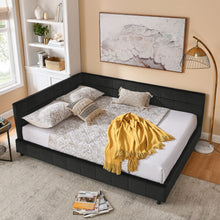 Load image into Gallery viewer, Mid-Century Storage Upholstered Tufted Bed Frame With Backrest And Armrests