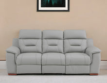 Load image into Gallery viewer, Faux Leather Sofa With Brown Legs - Gray