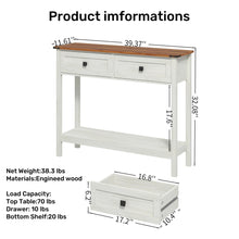 Load image into Gallery viewer, Farmhouse Style Console Table With 2 Drawers And Bottom Storage Shelf