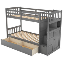 Load image into Gallery viewer, Bunk Bed, Convertible Bottom Bed, Storage Shelves And Drawers