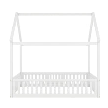 Load image into Gallery viewer, Wood House Bed With Fence And Door