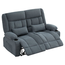 Load image into Gallery viewer, Chenille Manual Reclining Loveseat With Storage Toss Pillows - Slate Blue
