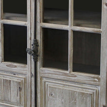 Load image into Gallery viewer, Solid Wood Four Door Side Board With Glass Inserts - White / Wash Gray