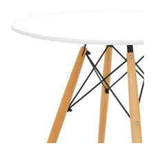 Load image into Gallery viewer, 30" Rounded Fiberglass And Solid Wood Dining Table - White