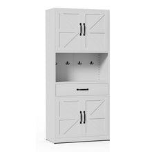 Load image into Gallery viewer, Kitchen Pantry Cabinet With Adjustable Shelves, Drawers, Hooks And Large Countertop - White