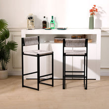 Load image into Gallery viewer, Bar Stools Paper Rope Weave Dining Chairs With Back Hand Weave Stools For Kichen Island, Bar & Counter (Set of 2)