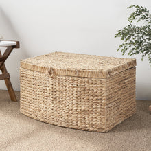 Load image into Gallery viewer, Rectangular Curve Water Hyacinth Woven Wicker Trunk With Handles For Clothes Toys Magazines And Book Storage - Natural / Light Brown