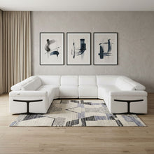 Load image into Gallery viewer, Italian Leather Modular U Shaped Eight Piece Corner Sectional With Console - White