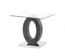 Load image into Gallery viewer, Glass Oval End Table - White, Gray And Clear