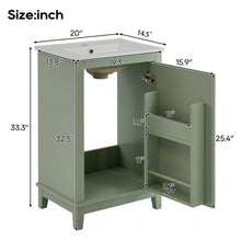 Load image into Gallery viewer, Modern Small Bathroom Vanity Cabinet With Ceramic Basin, Ample Storage, 1 Soft Close Door