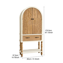 Load image into Gallery viewer, Arched Flower Carved Door Accent Sideboard Cabinet With 1 Drawer And Shelf, Cabinet For Kitchen - Natural / White