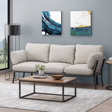 Load image into Gallery viewer, Mid Century Modern 3 Seater Sofa With Pillow Cushions - Light Gray