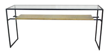 Load image into Gallery viewer, Glass Sled Console Table With Shelves - Clear Black And Gold