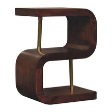 Load image into Gallery viewer, S Curve Brass Bedside Table - Dark Brown