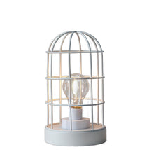 Load image into Gallery viewer, 10" Battery Operated Lamp With Cage Cylinder Shade - White