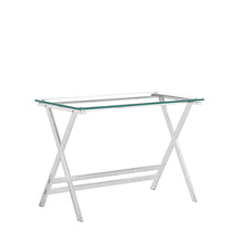 Load image into Gallery viewer, Transparent Glass Computer Desk With Rounded Edges, Tempered Glass Laptop Table - Clear