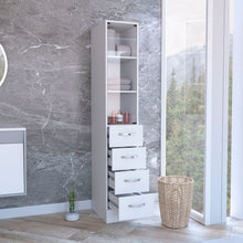 Load image into Gallery viewer, Linen Cabinet, 3 Shelves, 4 Drawers And Metal Handles - White