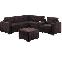 Load image into Gallery viewer, Contemporary L-Shaped Sectional Set With USB Console & Ottoman
