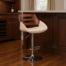 Load image into Gallery viewer, 43" Swivel Low Back Adjustable Height Bar Chair - Cream / Silver