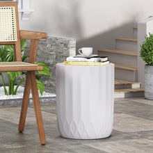 Load image into Gallery viewer, Outdoor End Table With Scallop Edge - Antique White