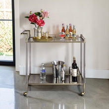 Load image into Gallery viewer, Cirro - Antique Mirror Wire Brass Serving Cart - Antique Brass / White