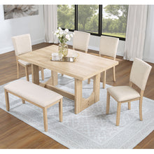 Load image into Gallery viewer, 6 Piece Rectangular Kitchen Table Set With Bench And 4 Upholstered Chairs For Kitchen - Light Oak