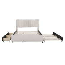 Load image into Gallery viewer, Upholstered Platform Bed With Drawers, Classic Headboard Design