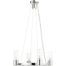 Load image into Gallery viewer, Four Light Metal Dimmable Chandelier With Shades - Silver / Clear