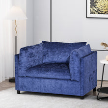 Load image into Gallery viewer, Modern Club Chair With Textured Upholstery And Pillow Accents - Navy Blue