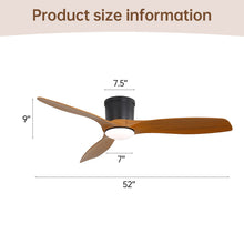 Load image into Gallery viewer, Smart Ceiling Fan With Remote Control, 3 Blades, Dimmable LED Light, Reversible DC Motor - Black
