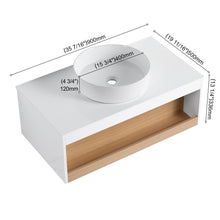 Load image into Gallery viewer, Floating Bathroom Vanity With Glossy Round Vessel Sink